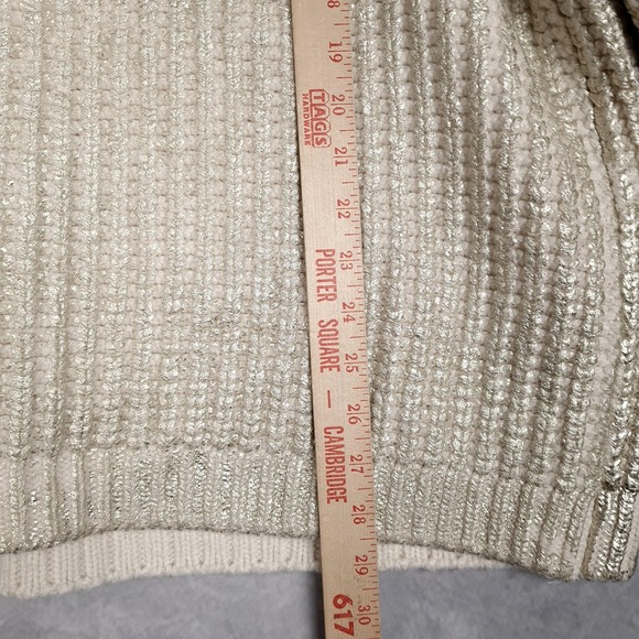 Zara Sweater Womens Large Gold Metallic Knit Oversized Pullover Crewneck Chunky - Picture 14 of 16